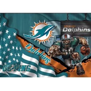 Miami Dolphins Football Flag 3x5 Feet Grommets Fast Same Day Shipping